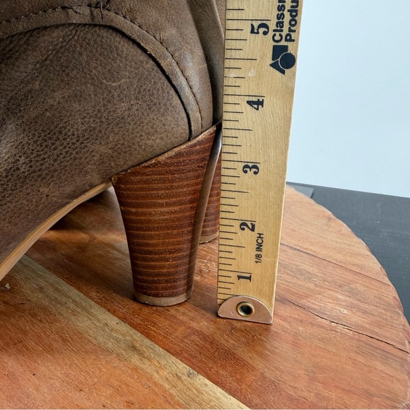 Jigsaw brown leather Tall Pull On heeled Boots sz 37 US 6 over the knee - Picture 5 of 12